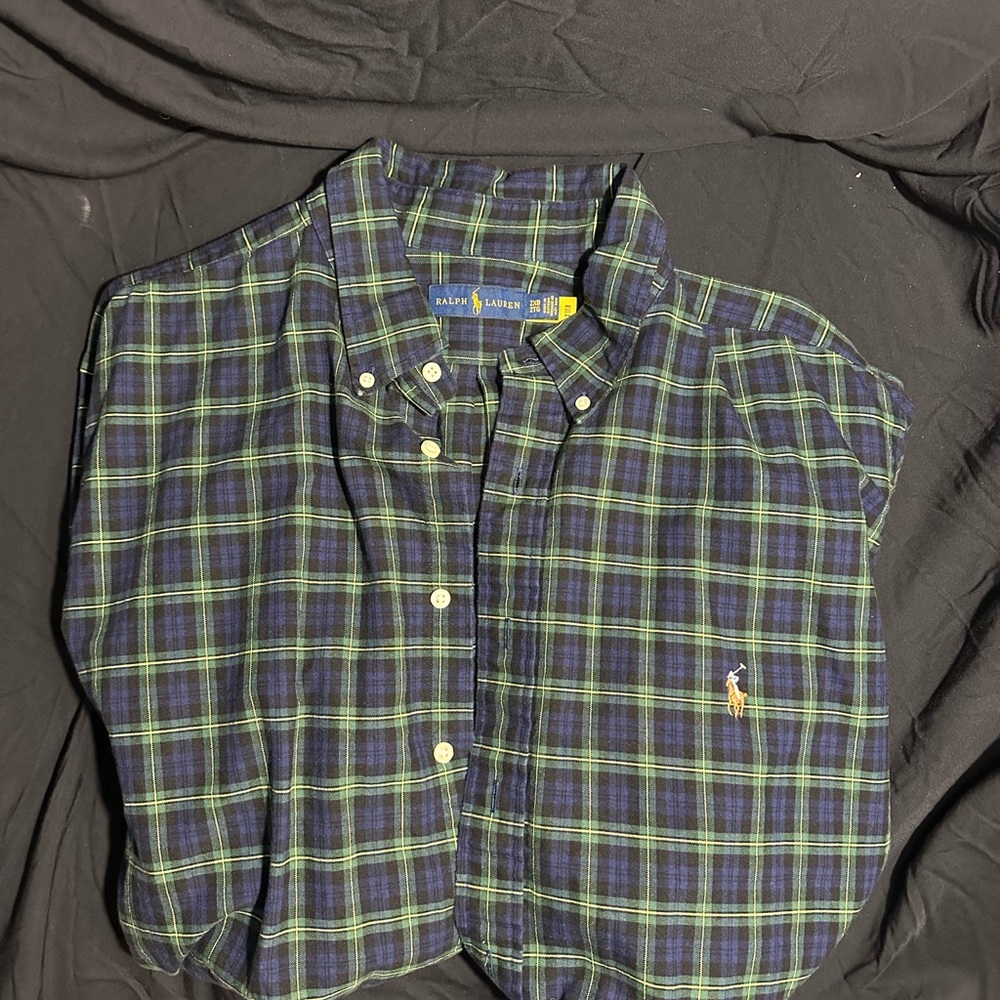 Ralph Lauren Navy and Lime Checkered Shirt